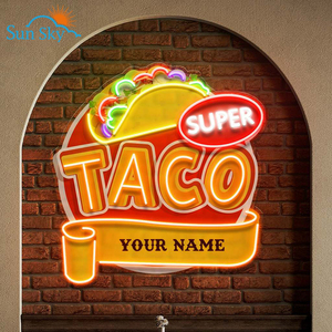 Diseño gratuito Nombre DE LA EMPRESA Café <span class=keywords><strong>Pizza</strong></span> Hamburguesa Logotipo de la marca Letreros de neón Tacos personalizados Obra DE ARTE Letrero de neón - Product Image 3