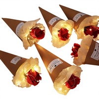 Rangkaian Sabun Mawar Merah Bentuk Es Krim dengan Mutiara Asli Buatan Tangan, Hadiah Romantis untuk Hari Valentine, Hari Ibu, dan Ulang Tahun