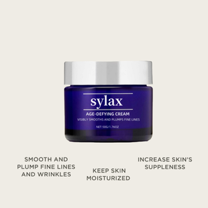 Crème anti-âge puissante et biologique qui ralentit le vieillissement, lisse et repulpe les ridules et les rides, ingrédients d'origine végétale, non irritante, Sylax - Product Image 3