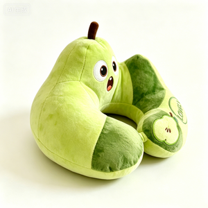 Customized Pear shaped U travel <b>neck</b> <b>pillow</b> plush Green cartoon pear plush <b>neck</b> support <b>pillow</b> Fruit U-shaped airplane travel - Product Image 5