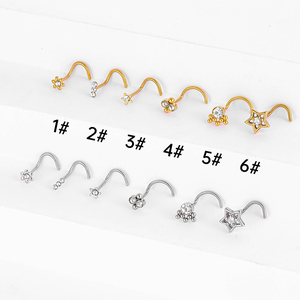 Bijoux de <span class=keywords><strong>piercing</strong></span> en acier inoxydable YW, anneau de <span class=keywords><strong>nez</strong></span> en zircon, <span class=keywords><strong>piercing</strong></span> de <span class=keywords><strong>narine</strong></span>, clou de <span class=keywords><strong>nez</strong></span> en forme de S - Product Image 1