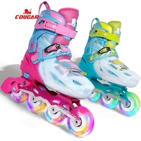 Patins à roulettes ajustables pour enfants avec roues LED clignotantes, chaussures de patinage confortables pour garçons et filles