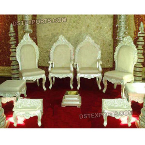 Mandap DE BODA indio, muebles tallados a mano, sillas, color blanco perla - Product Image 1