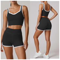 Ensemble de yoga d'été réversible et respirant, short de fitness taille haute extensible dans quatre directions avec effet push-up, soutien-gorge color-block de maintien dorsal