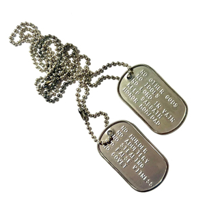 Medagliette Militari in Acciaio Inox per Uomo con Catena a Sfera in Acciaio e Silenziatori Neri - Product Image 1