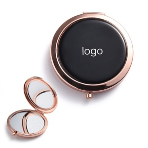 Promotion Elegant Black Color Portable UV Printing Dual <b>Side</b> Cosmetic <b>Mirror</b> - Product Image 1