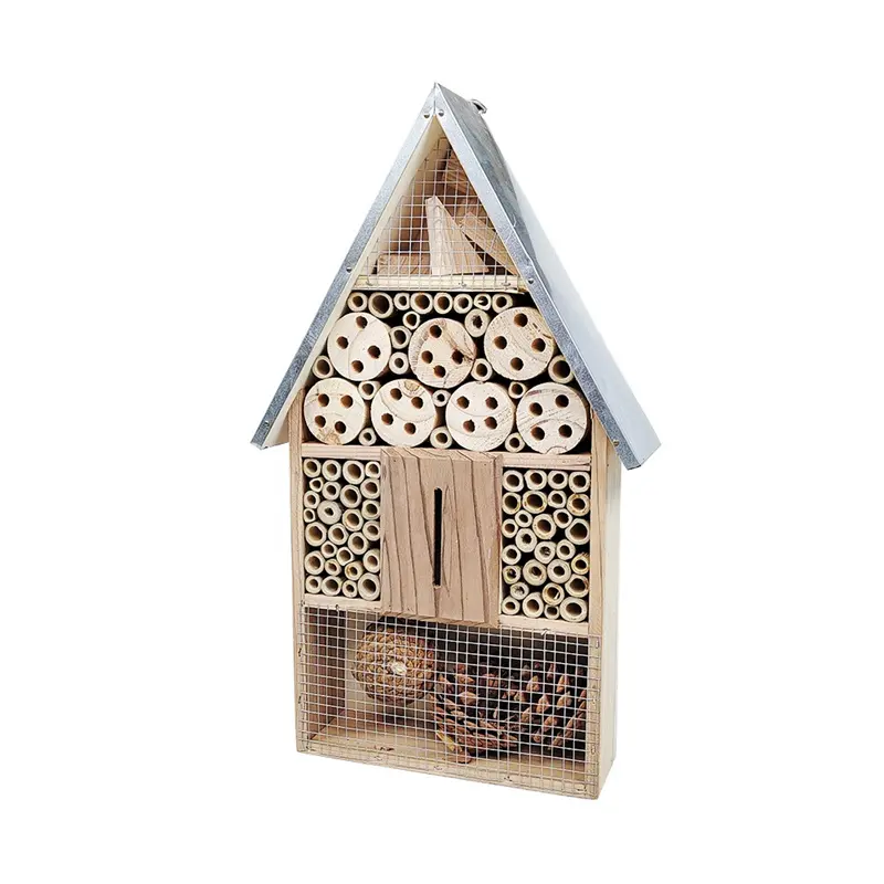 Multi insetto in legno Bee Butterfly House Insect Hotel Outdoor Hanging Bamboo Habitat per Mason Bee Butterfly coccinelle Live