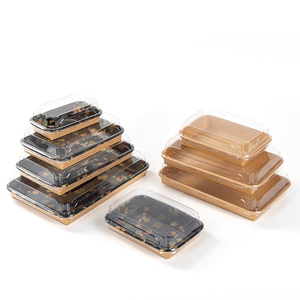 Pour LOKYO gros japonais biodégradable Kraft papier <span class=keywords><strong>plateau</strong></span> couvercle jetable restauration à emporter Sushi <span class=keywords><strong>plateau</strong></span> en relief conception à mâcher - Product Image 3