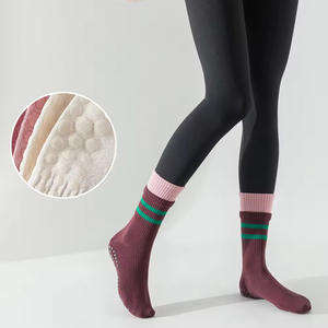 Custom Logo Crew Sports Cotton Gym Non-Slip Trainer Sticky <b>Socks</b> Seamless Anti-Slip Yoga Pilates Grip Stripe Design Casual Style - Product Image 1