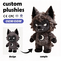 Peluche loup bleu personnalisée en fourrure, OEM ODM, loup assis de dessin animé, animal en peluche super doux en coton pour collection