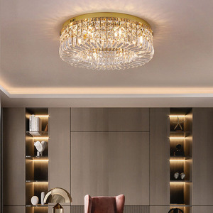 Luxe hotel kroonluchter, ronde lamp, gouden verlichting, led, eetkamer, K9, moderne, vlakke, eenvoudige kristallen plafondlamp - Product Image 5