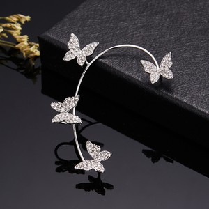 New Fashion Butterfly Full Diamond Sparkling Crystal Ear Hanging Female Temperament Ear Clip Accessories Butterfly <b>Cuff</b> <b>Earrings</b> - Product Image 3