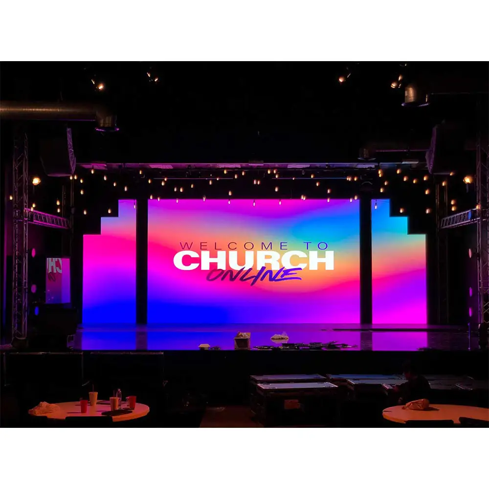 Igreja Fundo de Palco Grande Display Led Tela Painel de Parede Preço, Curvo P3 P4 Stage Tela Led Indoor Para O Concerto