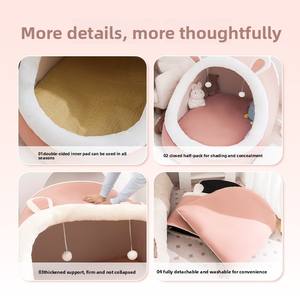 Premium peluş geri dönüşümlü katı desen Pet köpek yatağı kediler kış kullanımı için ısıtma nefes dayanıklı kapak ile sandık/Villa - Product Image 4