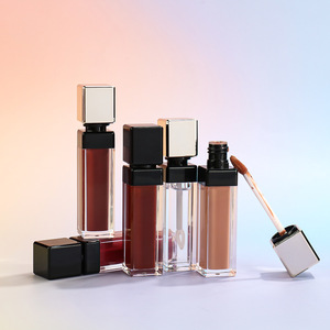 Caja de embalaje de tapa abatible de brillo de labios transparente negro brillante personalizado al por mayor cajas de brillo de labios bonitas veganas con purpurina de etiqueta privada a granel - Product Image 2
