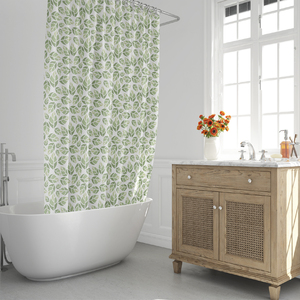 Tenda da doccia con foglie verdi 180x200 cm. Impermeabile - Product Image 1