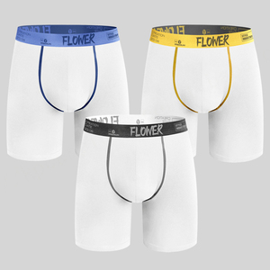 Ropa interior para hombre, Calzoncillos Bóxer largos con logotipo personalizado, pantalones cortos con cintura elástica y letras de algodón transpirable para hombre, Calzoncillos Bóxer - Product Image 3