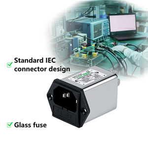Ac 220V 10A IEC 320 C14 nam cắm 3-pin đen PCB bảng điều chỉnh Ổ cắm điện với bộ lọc RFI (LC RC mạng) EMC/EMI lọc kết nối - Product Image 3
