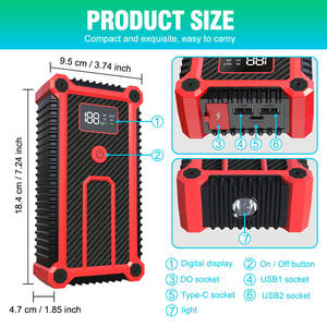 Portable <strong>Mini</strong> Car Jumper <strong>Booster</strong> 12V 1000A 8000mAh With Emergency LED Lighting <strong>Battery</strong> Jump Starter Power Bank Car Jump Starter - Product Image 6