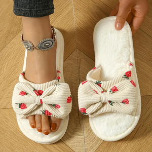 Classic Open Toe Strawberry Mules for Women Soft <b>Memory</b> <b>Foam</b> Anti-Slip for Slippers Beach Winter Season-Compatible Fashion Sprin - Product Image 2