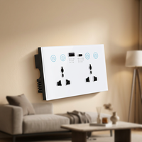 Prise murale universelle double intelligente 20W à charge rapide avec ports USB Type-A et Type-C, compatible Tuya et Alexa, interrupteur tactile, vente en gros