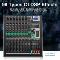Console de mixage DJ YAIKA GM9 avec 99 types d'effets DSP intégrés, 600W+600W, 9 canaux, amplificateur alimenté certifié CE et mixeur audio