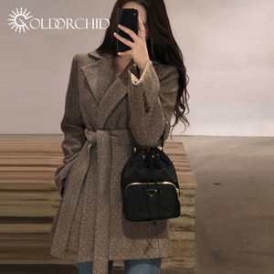 Elegante Cappotto <span class=keywords><strong>Trench</strong></span> in Lana Cashmere a Doppia Faccia con Cintura Spessa in Cotone per <span class=keywords><strong>Donna</strong></span> - Product Image 3