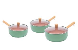 Pot à lait à poignée en bois de 22cm de conception populaire casserole à sauce antiadhésive en aluminium de grande capacité avec couvercle en verre - Product Image 3