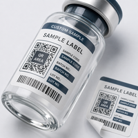 Étiquettes personnalisées étanches pour petits flacons de peptides avec code QR, autocollants pour emballage d'échantillons, impression OEM par lots avec code-barres