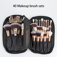 Vente en gros de 40 pièces de kits d'outils de beauté cosmétiques végétaliens de haute qualité de luxe pinceaux de maquillage à la mode avec logo personnalisé pour le visage et les yeux