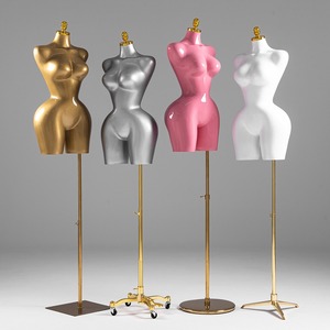 Maniquíes de Torso Femenino con Soportes Metálicos Dorados, Maniquíes de Exhibición de Busto para Escaparates de Boutiques de Moda y Comercialización de Tiendas - Product Image 1