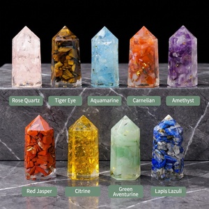 Torre de Cristal de Resina <span class=keywords><strong>Orgonita</strong></span> con 9 Variedades de Gemas Naturales, Lámina de Oro, Resina Transparente, Obelisco Curativo, Decoración para el Hogar, OEM - Product Image 2