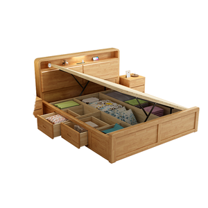 Solid wood <b>bed</b> modern wooden <b>bed</b> design solid wood <b>platform</b> <b>bed</b> with storage hydraulic wooden <b>bed</b> with drawers <b>frame</b> headboard - Product Image 2