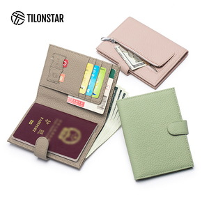 TPW107P Accessoires de voyage Portefeuille fin avec clip pour cartes Compartiment à monnaie Porte-cartes en cuir de vache véritable Porte-passeport compact RFID - Product Image 3
