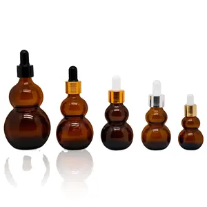 Calabash 조롱박 모양 빈 독특한 10ml 20ml 30ml 50ml 100ml 앰버 화장품 세럼 에센셜 오일 드롭퍼 병