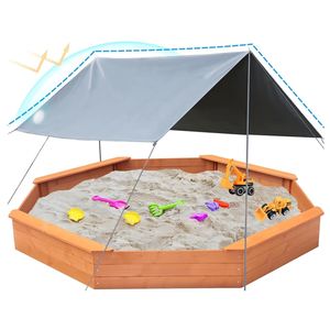 Cadeau pour enfants, <span class=keywords><strong>piscine</strong></span> de <span class=keywords><strong>sable</strong></span> en bois, jardin, facile <span class=keywords><strong>à</strong></span> assembler, <span class=keywords><strong>bac</strong></span> <span class=keywords><strong>à</strong></span> <span class=keywords><strong>sable</strong></span> octogonal avec auvent et bâche - Product Image 1