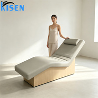 Table de massage et de soin des cils de luxe moderne sur mesure en forme de S pour salon de beauté, mobilier de salon, lit de massage avec base en bois