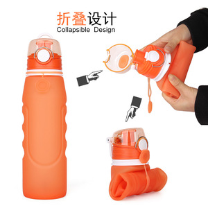 Bouteille d'eau pliable 1000 ml, portable, anti-fuite, en silicone, pour le sport et les activités de plein air - Product Image 4
