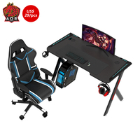 Bureau de jeu ergonomique multifonctionnel extensible en métal et bois, style Z, à prix d'usine Aor Esports, installation facile, avec système de refroidissement