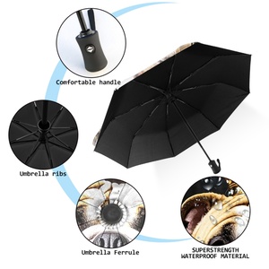 Custom Picture Modern Straight Business Gifts 3 Fold Fully-<b>Automatic</b> <b>Umbrella</b> Full Coverage Logo Printing Windproof UV - Product Image 3