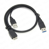 Kabel Hard Disk ponsel USB 3.0 micro-b, kepala ganda, kabel Data catu daya USB dengan catu daya tambahan