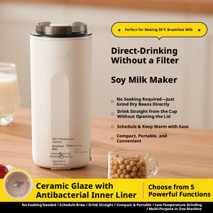 All-in-1 Portable Soy Milk Blender Maker 4 Blades 400ml S.S Inner Liner Low Noise 9H <b>Timer</b> Temp Leakproof Office Travel 9H <b>Timer</b> - Product Image 2