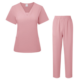 Women Scrub Sets V Neck Short Sleeve Uniforms With Pants Moisture Wicking Hospital Workwear For Nurses Doctors Grooming Salon - Product Image 2