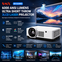 Projecteur laser à courte focale 6000 lumens ANSI, projection immersive à 360 degrés pour l'éducation et l'AV commercial