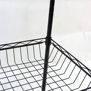 Étagère de <span class=keywords><strong>rangement</strong></span> compacte à 4 niveaux en fil métallique noir sur roulettes pour dortoir ou bureau, idéale pour mini-réfrigérateur - Product Image 4