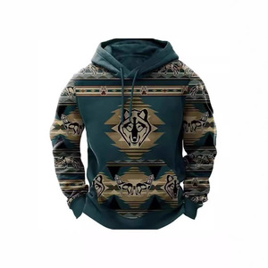 Xmas Men's Hooded Fleece Winter Street Trend <strong>Viking</strong> Mythology Digital Deer Print Loose Fit 240g Anti-shrink <strong>Hoodie</strong> - Product Image 4