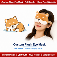 Masque de sommeil en peluche personnalisé Shiba Inu, masque de sommeil doux en peluche de dessin animé, conception personnalisée OEM ODM pour les voyages, la sieste et les cadeaux