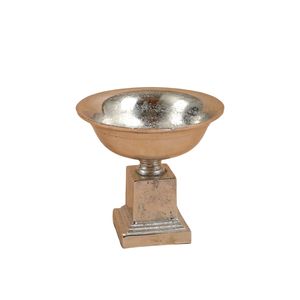 Cuenco de aluminio en taburete de plata de Pedestal, almacenamiento de flores de diseño único y decoración de flores, mesa, tazón en Base - Product Image 1