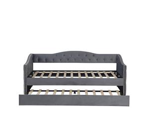 Willsoon Diván Moderno de Terciopelo Gris con Cabecera Acolchada y Detalles de Tachuelas, Sofá <span class=keywords><strong>Cama</strong></span> Multifuncional con <span class=keywords><strong>Cama</strong></span> Extraíble - Product Image 6