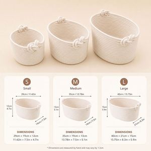 Custom Modern Baby Gift Basket Embroidery Handmade Rope Cotton Toy Storage <b>Bin</b> Diaper <b>Caddy</b> Large Capacity Laundry Organizer - Product Image 3